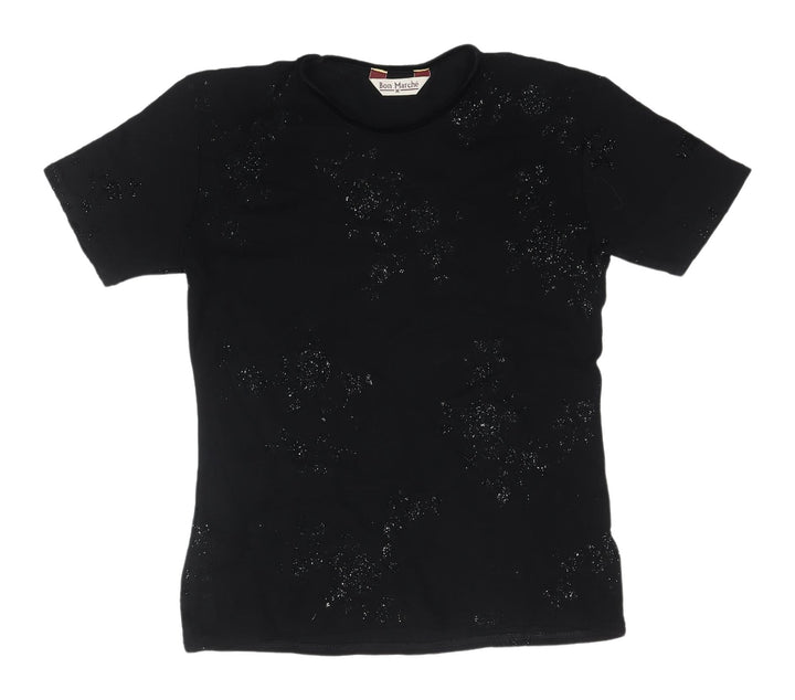 Bon Marché Black Sequin Women's T-Shirt, Size S, Casual Chic
