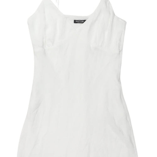 Nasty Gal White Slip Dress, UK 8, Women's Classic Summer Style