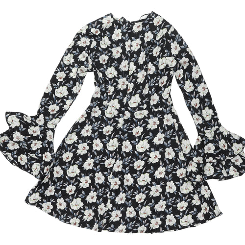 New Look Women's Floral Black A-Line Dress Size 8