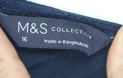 Marks and Spencer Women's Blue V-Neck Tank Top Size 16