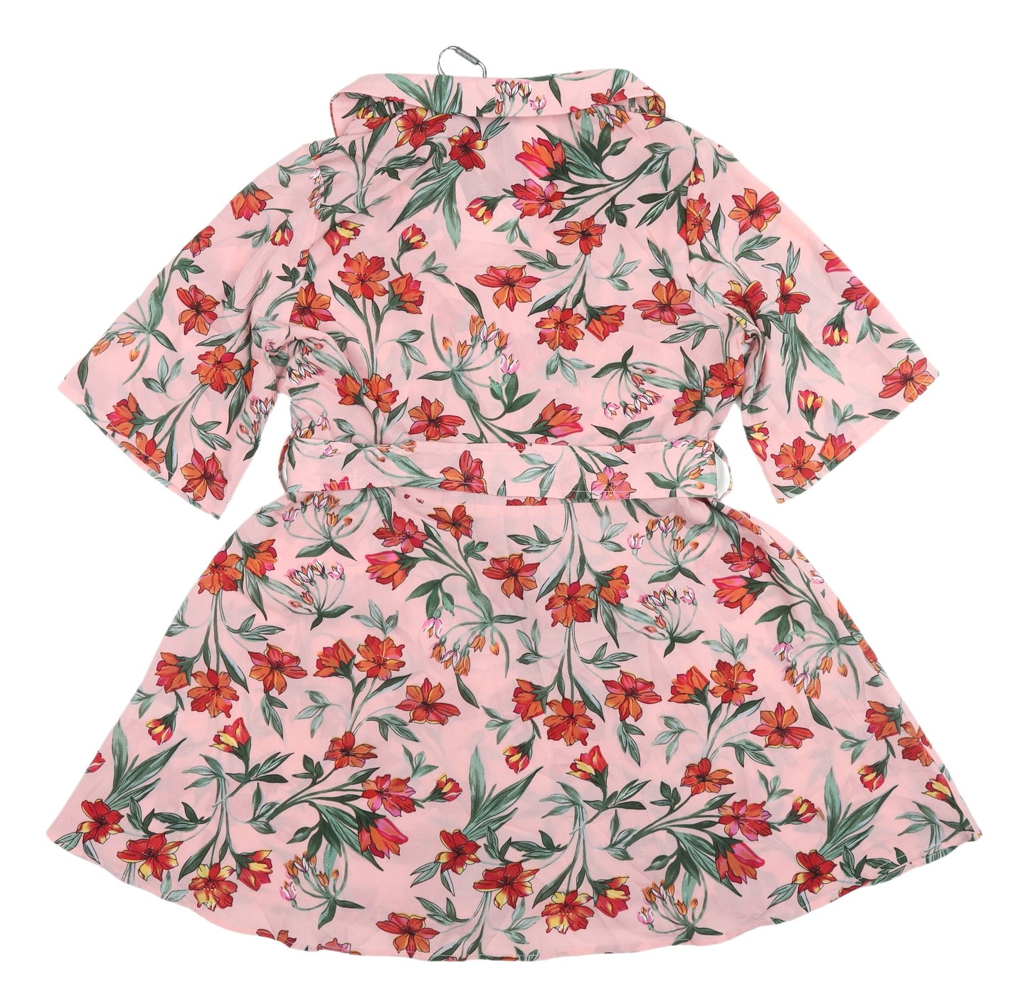 PrettyLittleThing Floral Pink Wrap Dress UK 4