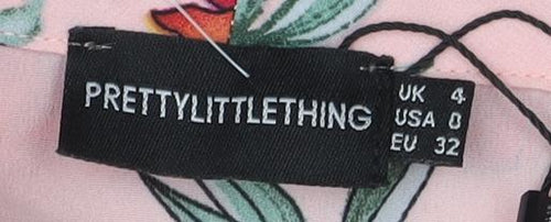 PrettyLittleThing Floral Pink Wrap Dress UK 4