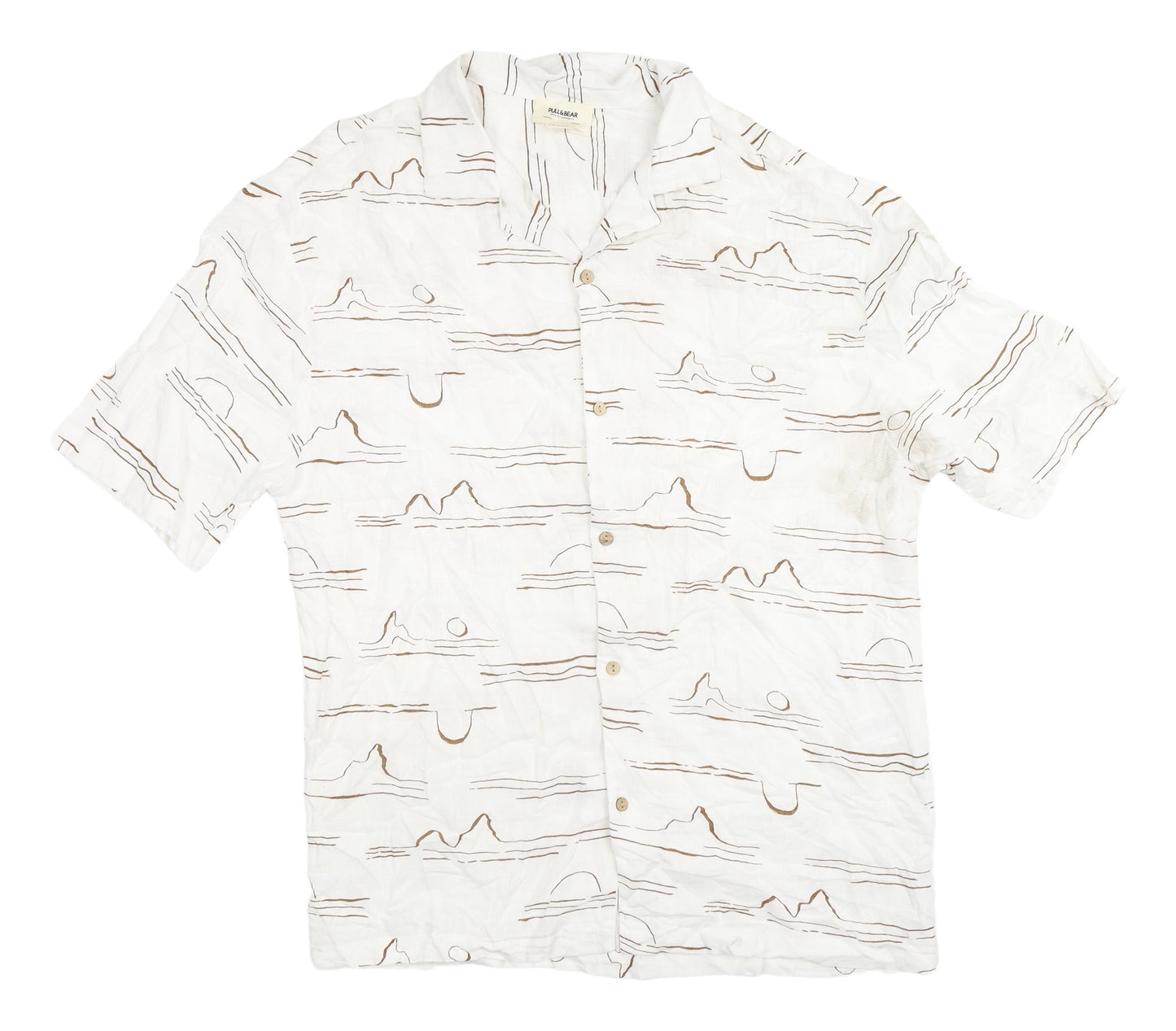 Pull & Bear Men's M White Graphic Short Sleeve Shirt