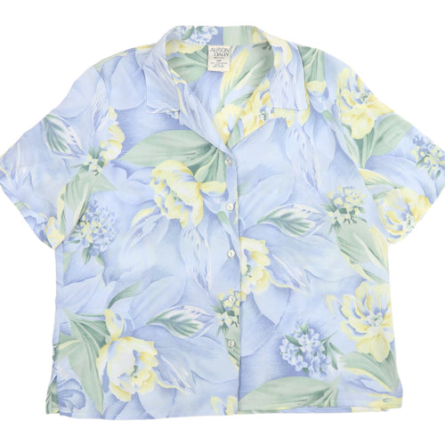 Allison Daley Women's Blue Floral Button-Up Shirt
