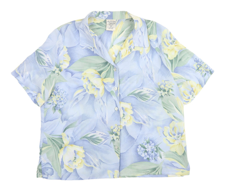Allison Daley Women's Blue Floral Button-Up Shirt