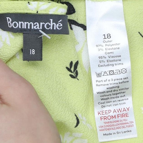 Bonmarché Women's Yellow Floral Blouse 3/4 Sleeve Size 18