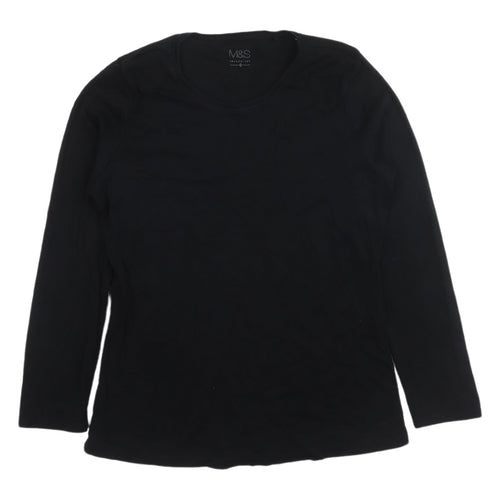 Marks and Spencer Women's Black Long Sleeve T-Shirt 14