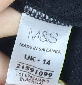 Marks and Spencer Women's Black Long Sleeve T-Shirt 14