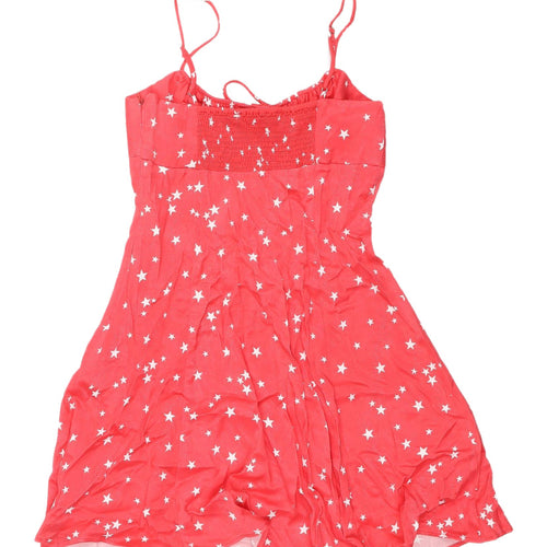 Zara Red Star Sleeveless Dress XS Women Viscose