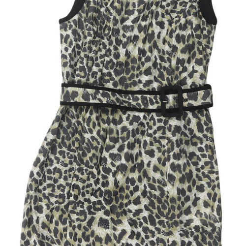 Jessica Women's Animal Print Belted Sleeveless Dress Size 8