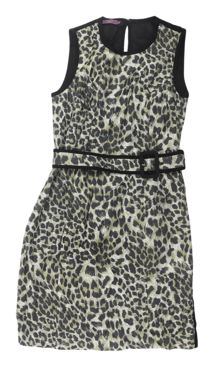 Jessica Women's Animal Print Belted Sleeveless Dress Size 8