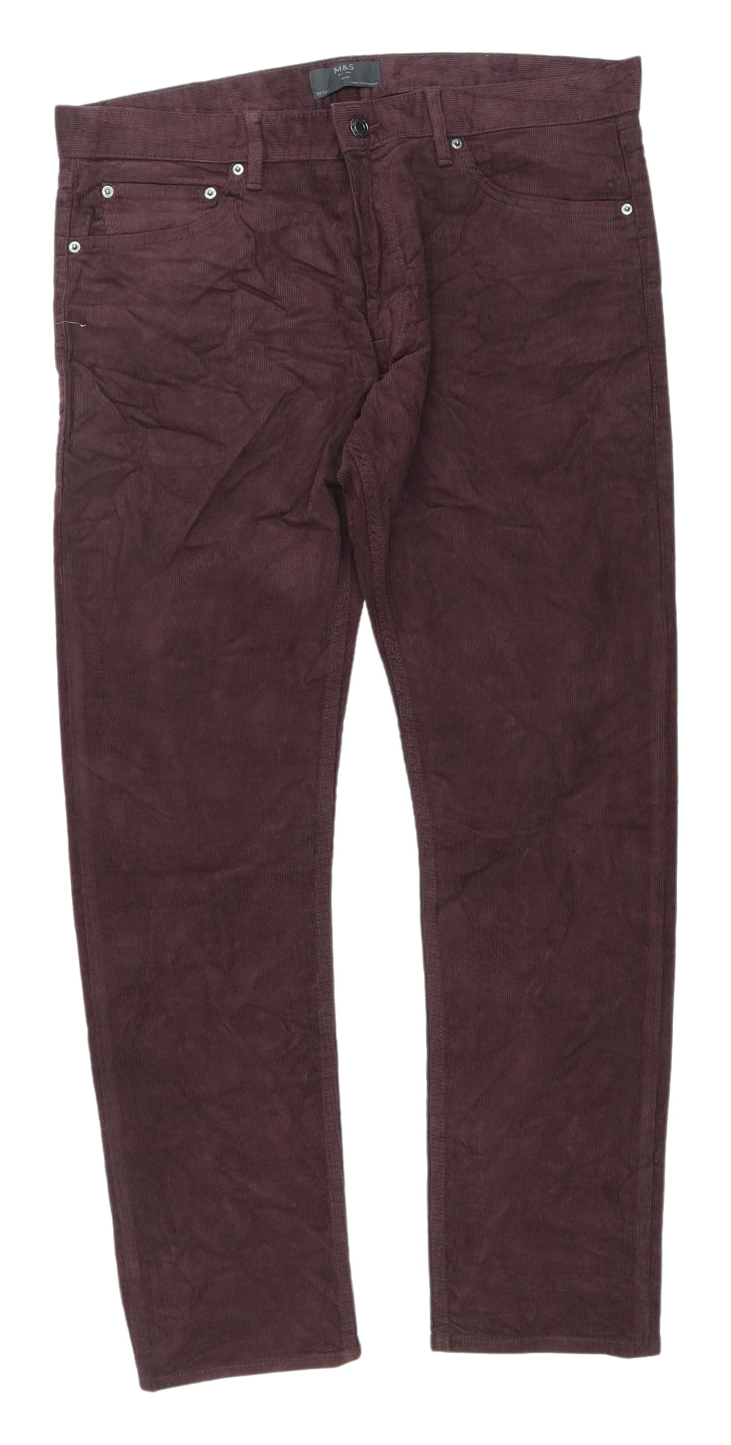 Marks and Spencer Men's Brown Slim Corduroy Chinos