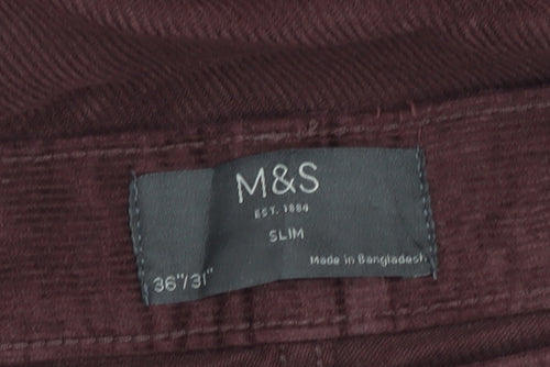 Marks and Spencer Men's Brown Slim Corduroy Chinos