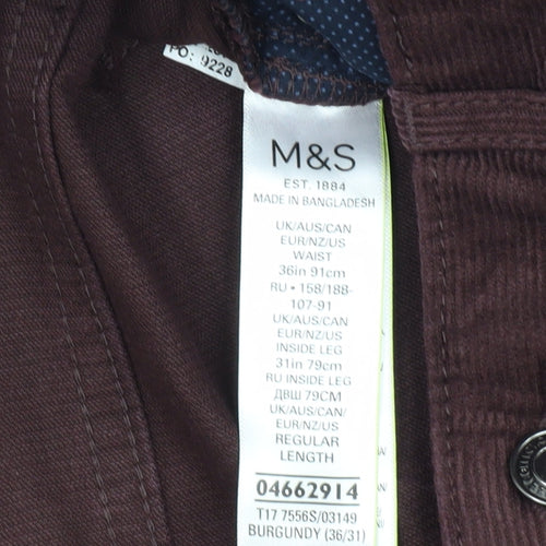 Marks and Spencer Men's Brown Slim Corduroy Chinos