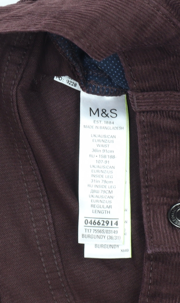 Marks and Spencer Men's Brown Slim Corduroy Chinos