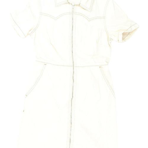 Marks and Spencer Women's Beige Shirt Dress Size 8