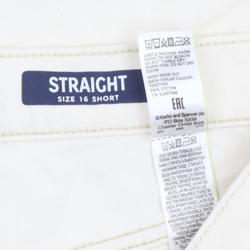Marks and Spencer Women’s Ivory Straight Jeans, Size 16