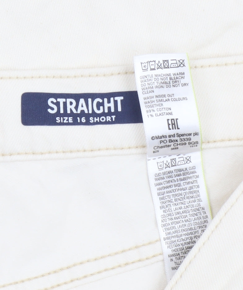 Marks and Spencer Women’s Ivory Straight Jeans, Size 16