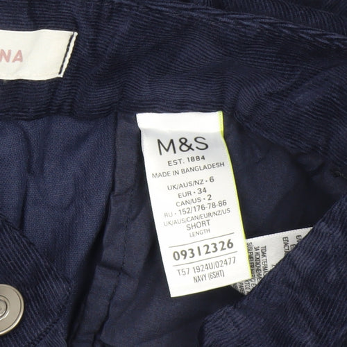 Marks & Spencer Women's Blue Corduroy Trousers - Size 6