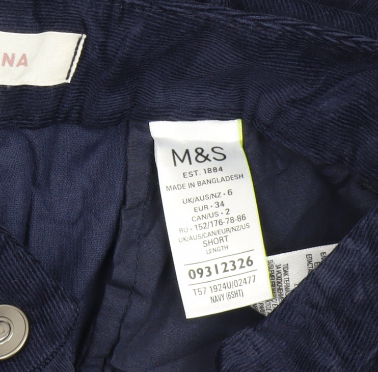 Marks & Spencer Women's Blue Corduroy Trousers - Size 6