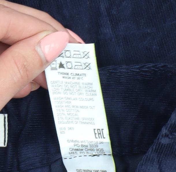 Marks & Spencer Women's Blue Corduroy Trousers - Size 6