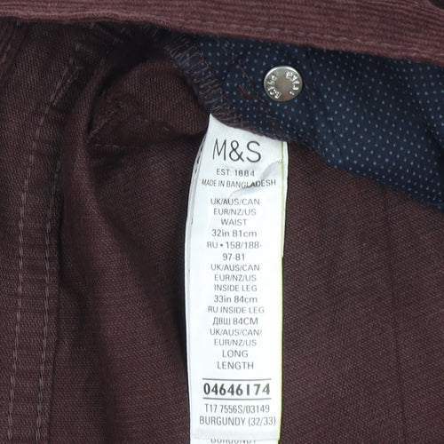 Marks & Spencer Men's Brown Corduroy Trousers Size 32