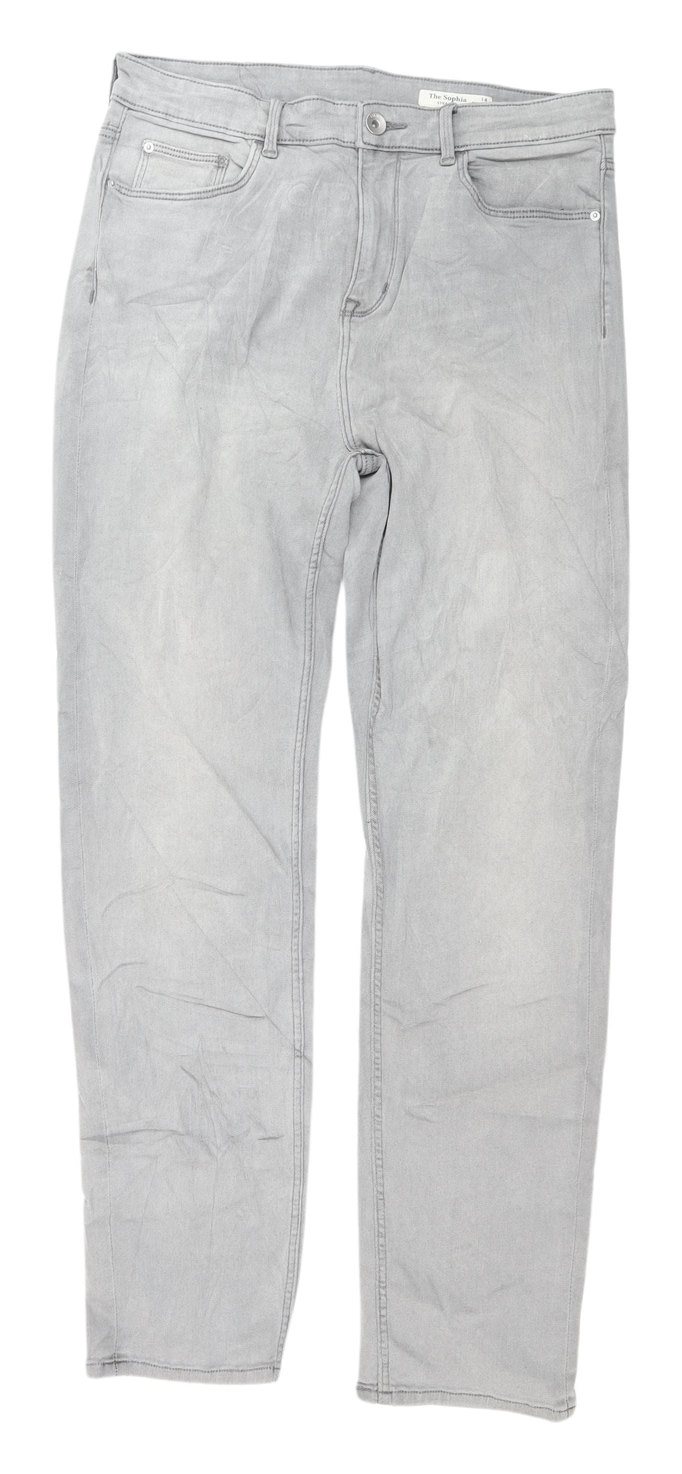 Marks & Spencer Women's Grey Regular Fit Jeans, Size 14