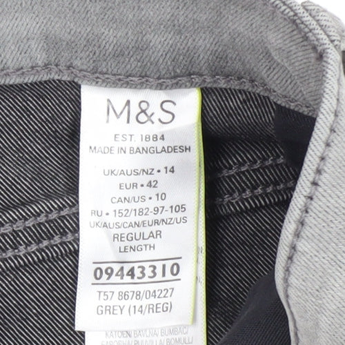 Marks & Spencer Women's Grey Regular Fit Jeans, Size 14