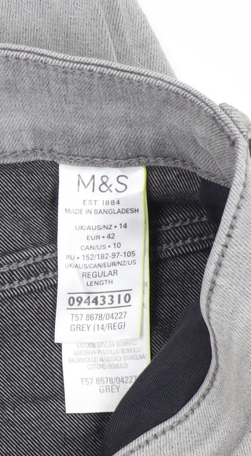 Marks & Spencer Women's Grey Regular Fit Jeans, Size 14