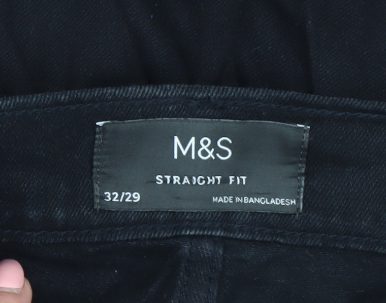 Marks and Spencer Men's Black Straight Jeans 32