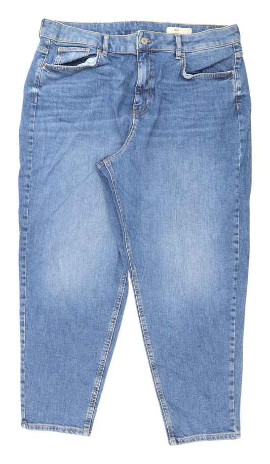 Marks and Spencer Blue Mom Jeans for Women, Size 18