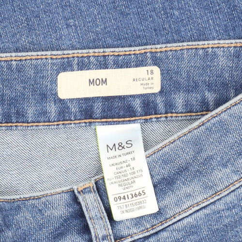 Marks and Spencer Blue Mom Jeans for Women, Size 18