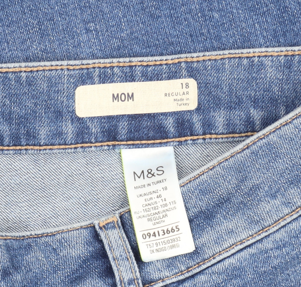 Marks and Spencer Blue Mom Jeans for Women, Size 18