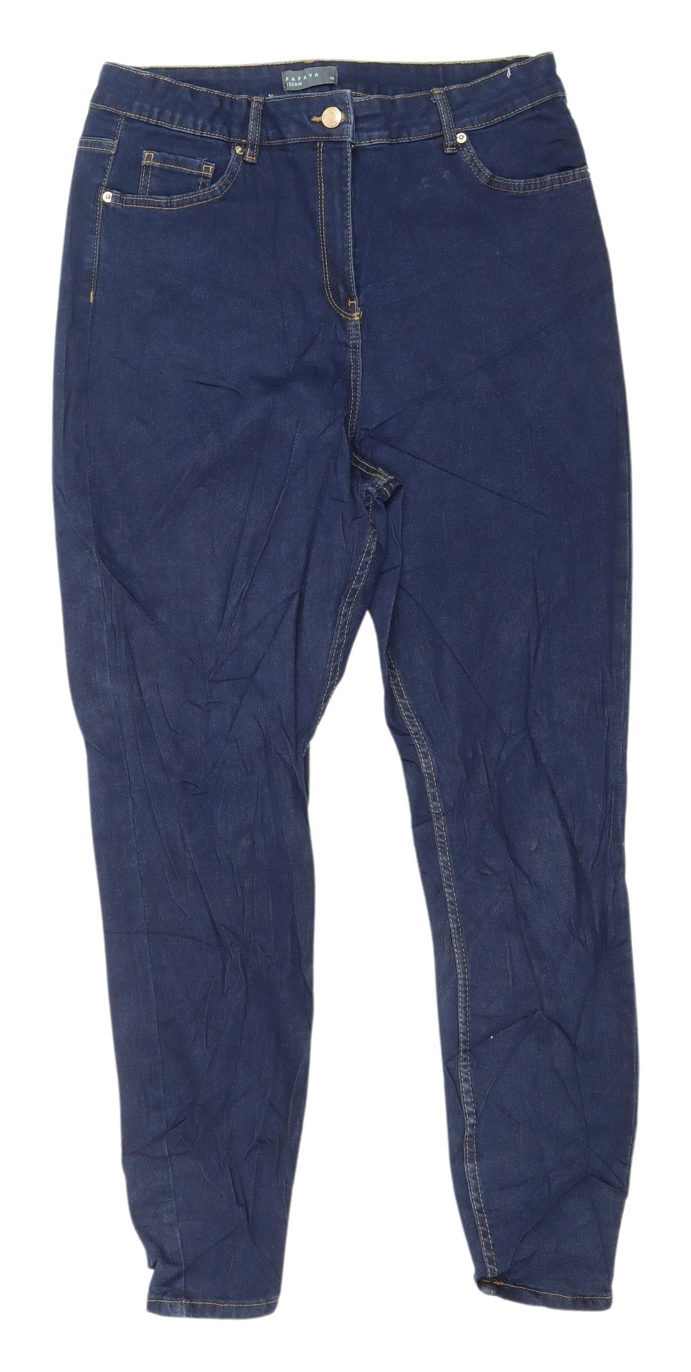 Papaya Women's Blue Straight Leg Jeans Size 14