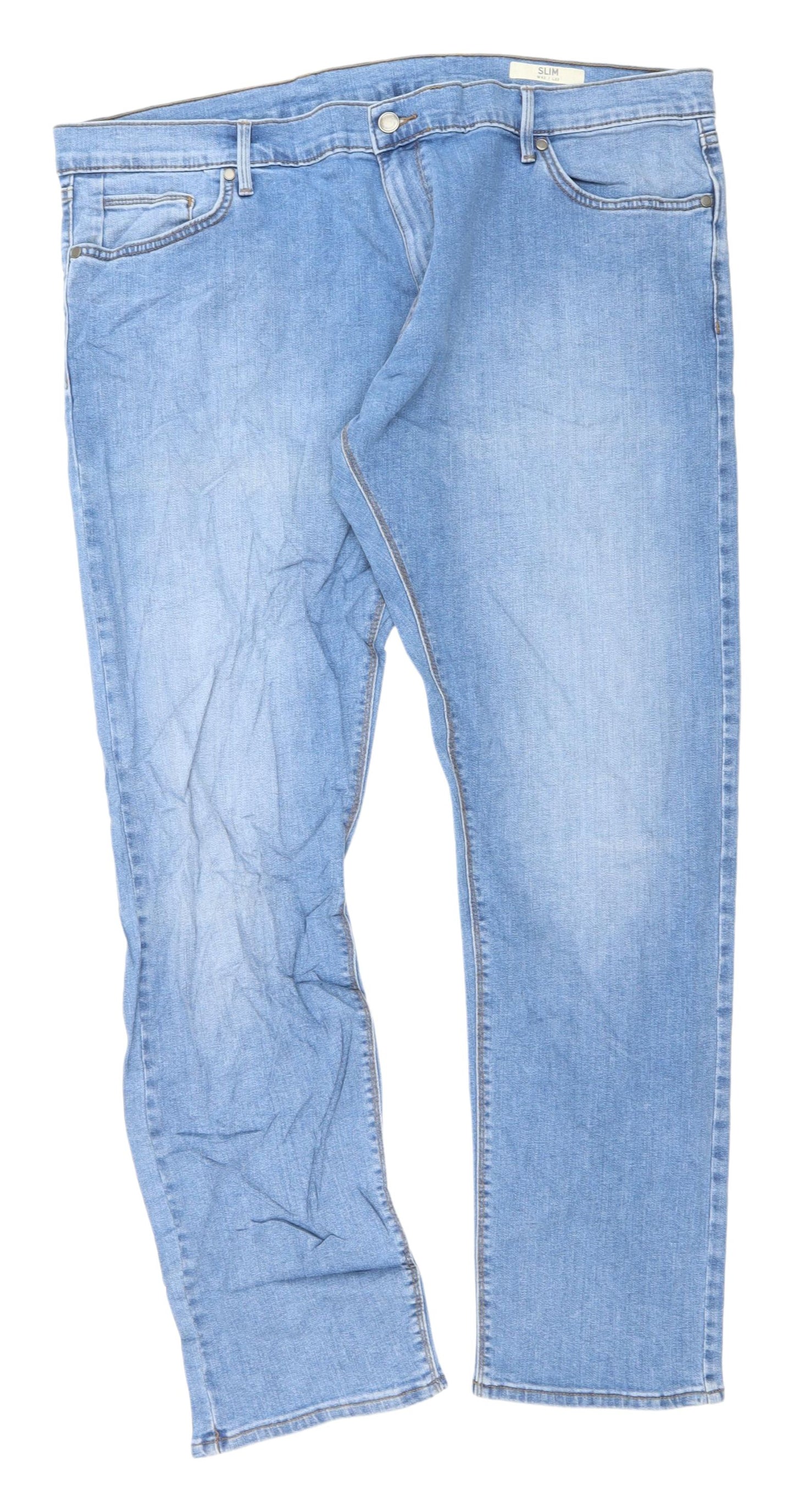 Marks and Spencer Men's Blue Straight Slim Jeans