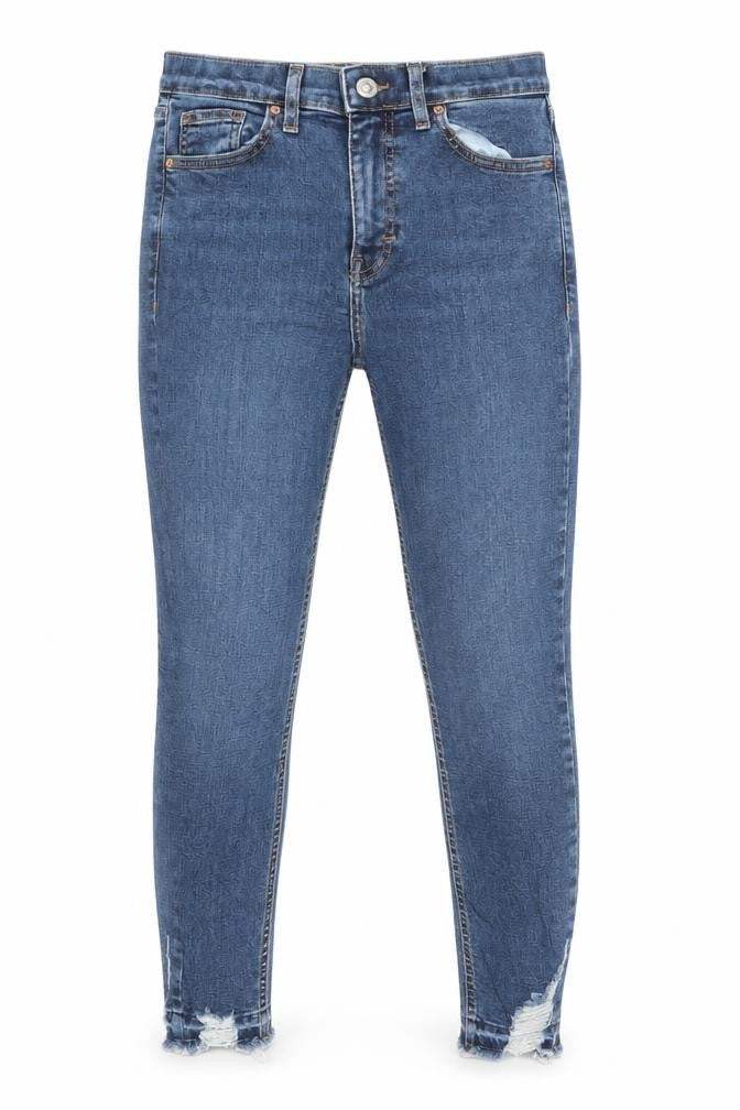 Front view of Topshop Women's Blue Skinny Jeans, size 6
