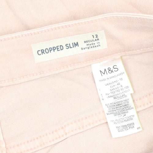 Marks and Spencer Women's Pink Cropped Slim Jeans Size 12