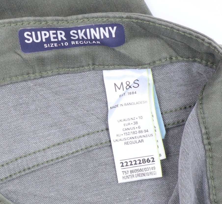 Marks and Spencer Women's Green Skinny Jeans Size 10