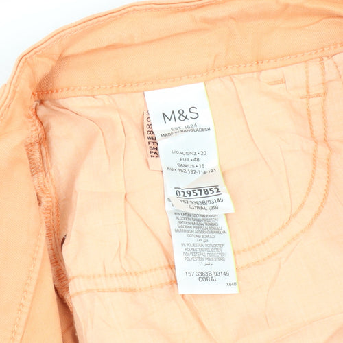 Marks and Spencer Women's Orange Chino Shorts Size 20