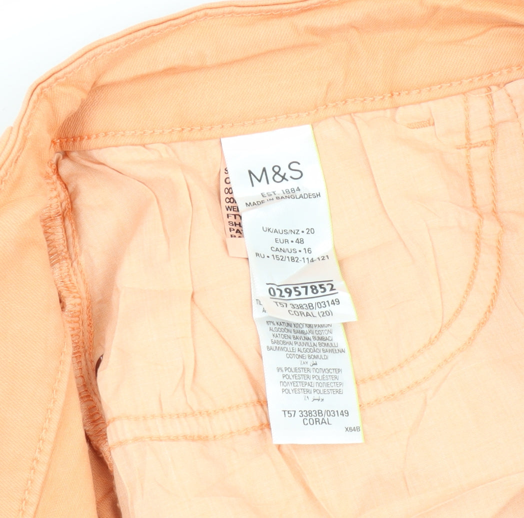 Marks and Spencer Women's Orange Chino Shorts Size 20