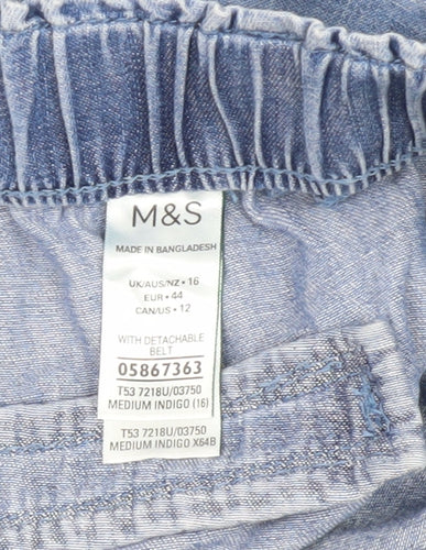 Marks & Spencer Women's Blue Paperbag Denim Shorts