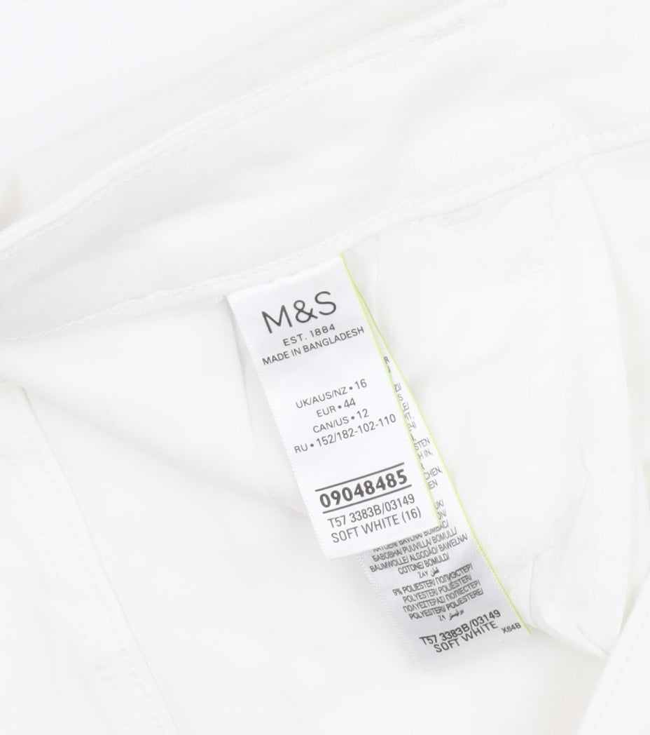 Marks and Spencer Women's White Shorts, Size 16