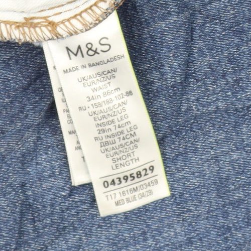 Marks and Spencer Men's Blue Straight Jeans 34W 29L
