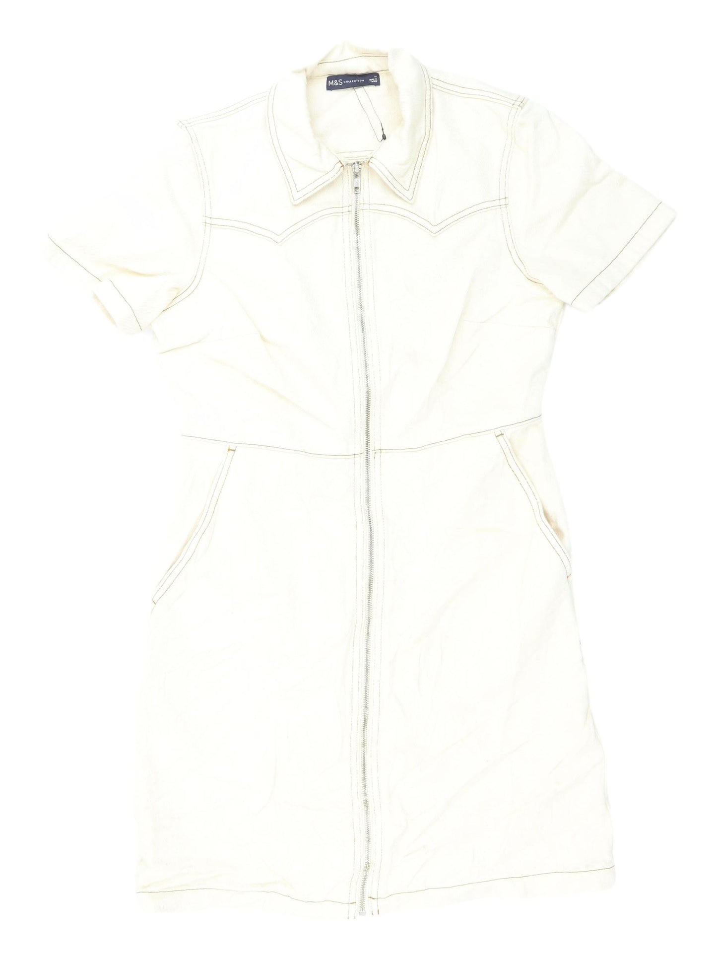 Marks and Spencer Ivory Cotton Shirt Dress Size 10