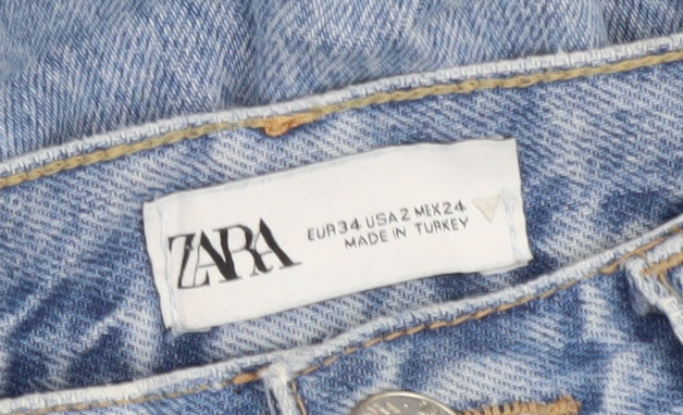 Zara Women’s Blue Distressed Straight Jeans Size 6