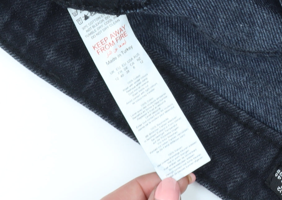 Boohoo Women's Black Denim Ruffle Hot Pants Size 12