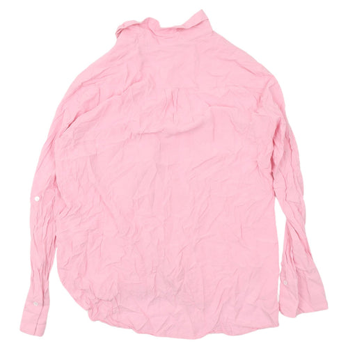 Zara Women's Pink Button-Up Shirt Size 14 Spring Essential