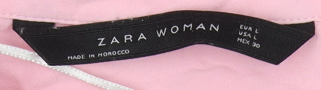 Zara Women's Pink Button-Up Shirt Size 14 Spring Essential