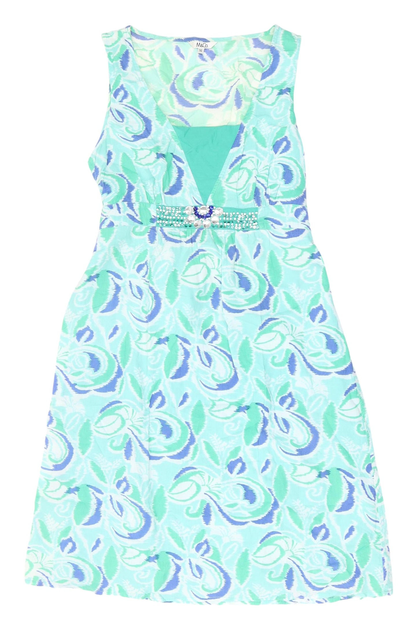 M&Co Women's Multicoloured Sleeveless Beaded Dress 16