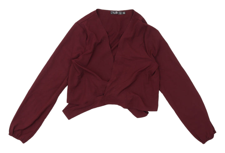 Missguided Women's Red Wrap Blouse, Size 16, Casual Style
